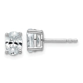 14k White Gold 3 carat Lab Grown Diamond VS/SI+ G+ Complete Oval Four Prong Stud Earrings